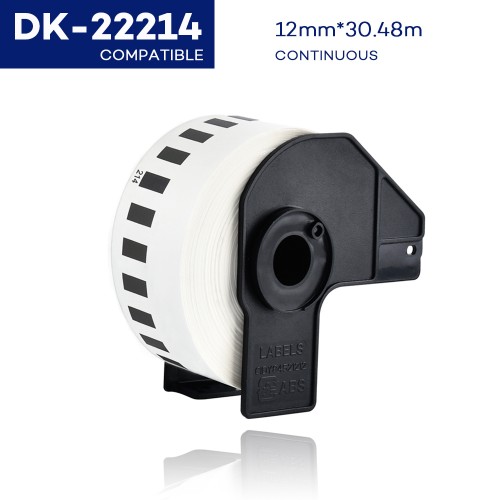 Brother DK-22214 Continuous Paper Label Roll – Black on White, 12mm wide Brother DK-22214 Continuous Paper Label Roll – Black on White, 12mm wide